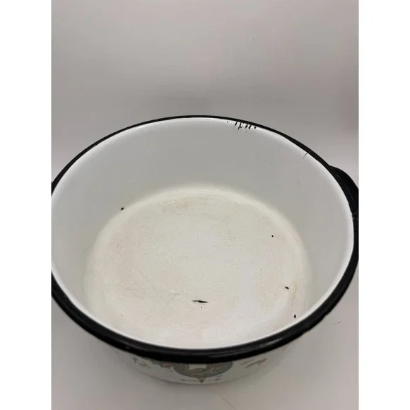 Vintage Berggren Swedish Folkart Enamelware Pot w/Lid "Denna Stuvning" Z10 - Picture 13 of 16